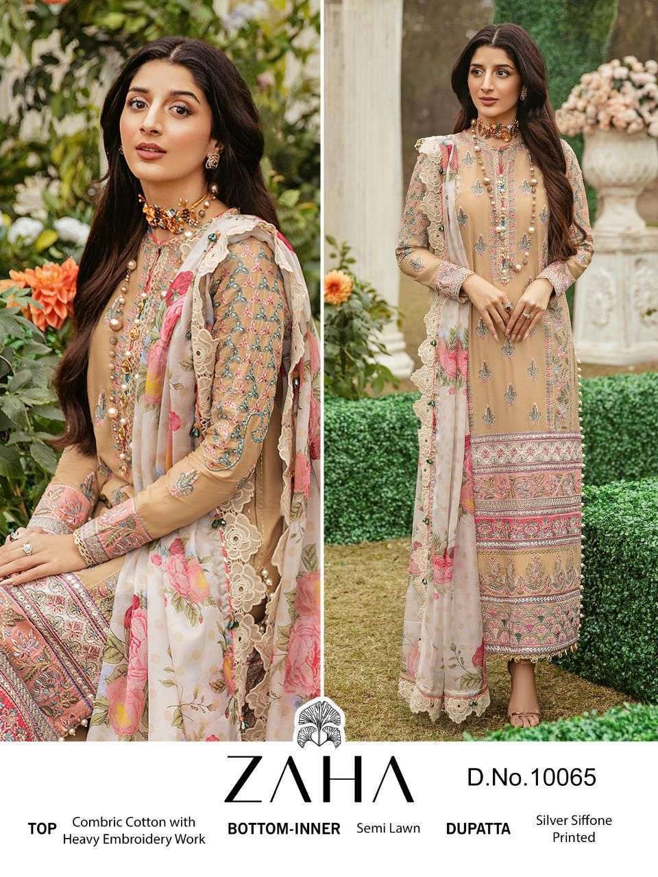 zaha 10065 design pure cambric cotton suit 