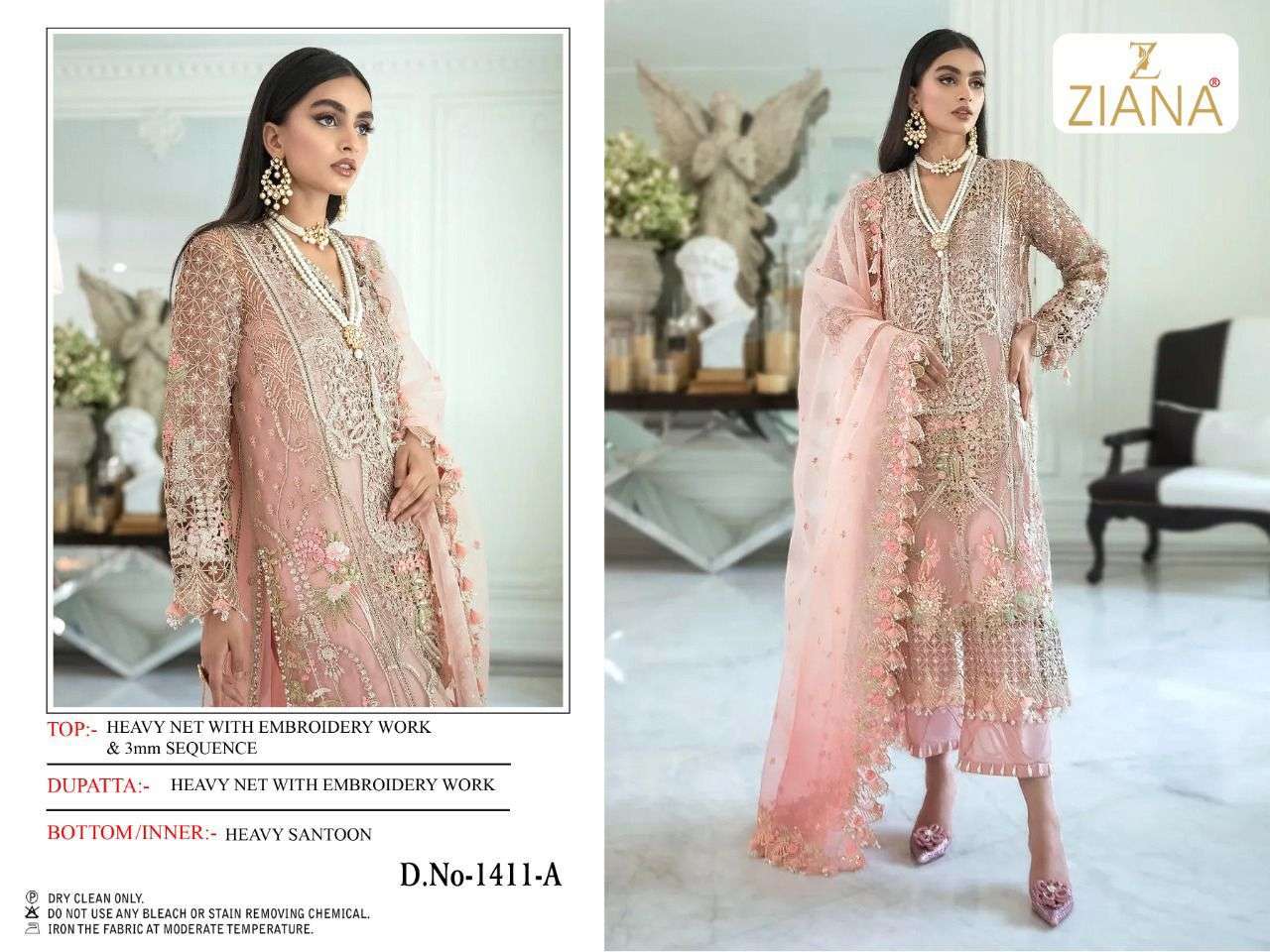 ziana 1411 design heavy net embroidery suit 