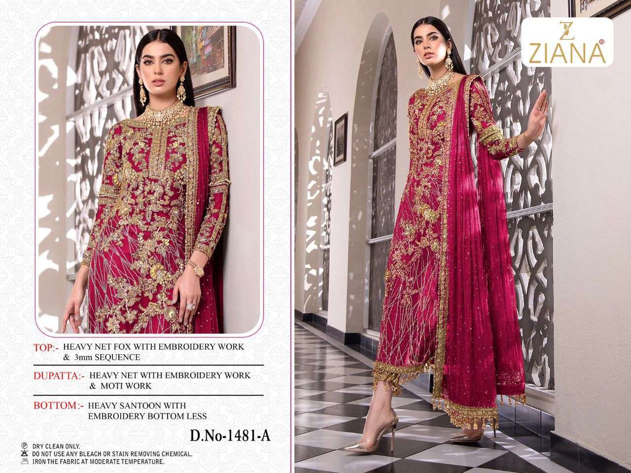 ziana 1481 design heavy net faux georgette suit 