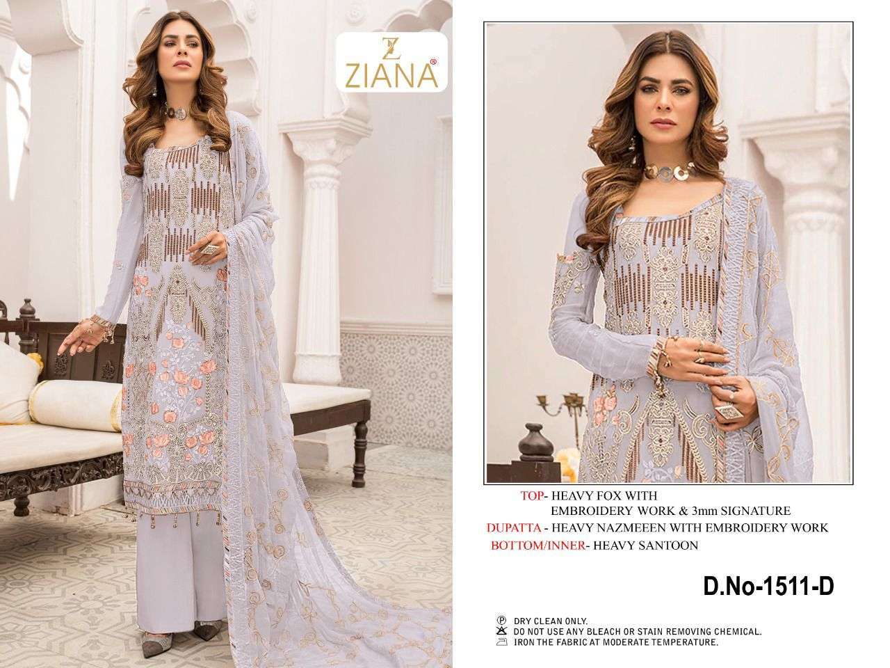 ziana 1511 design heavy faux georgette suit 