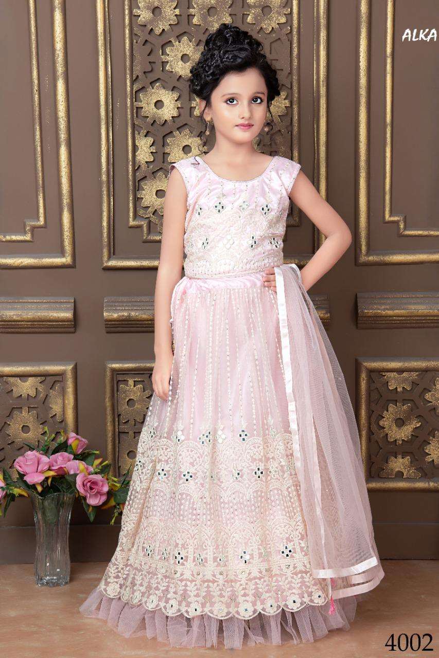 alka idika series 4001-4004 net real mirror work lehenga