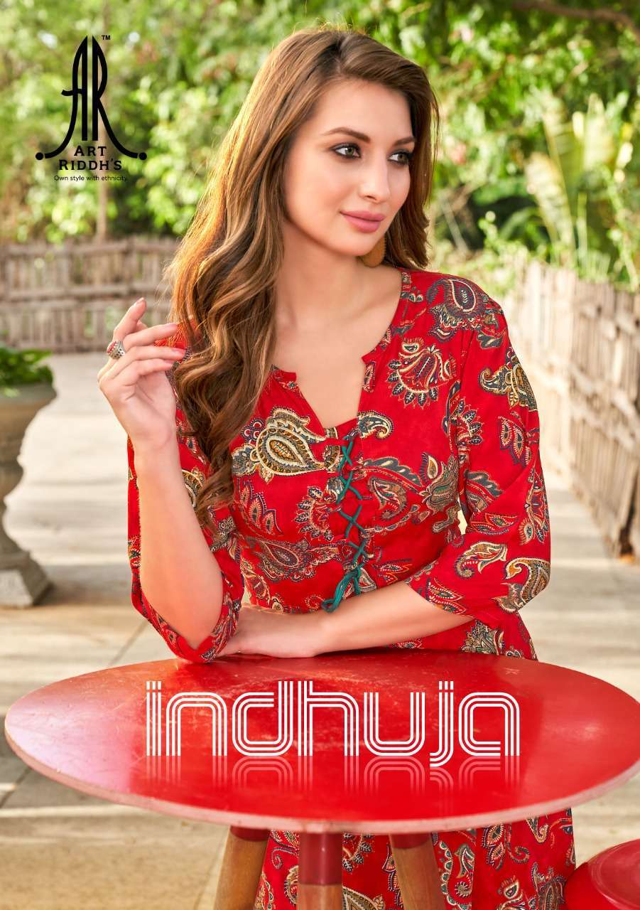 artriddhs indhuja series 5001-5004 rayon liva kurti