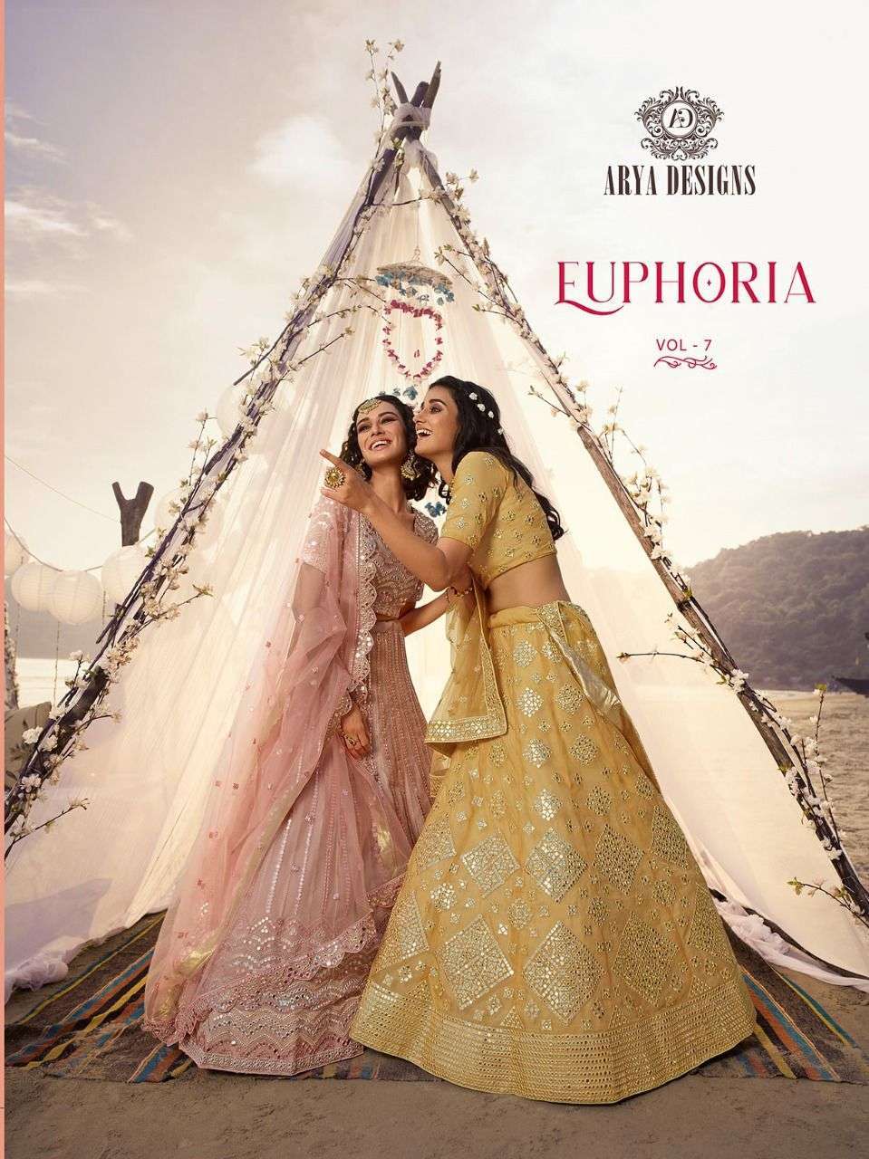 arya designs euphoria vol 7 series 5501-5508 organza lehenga