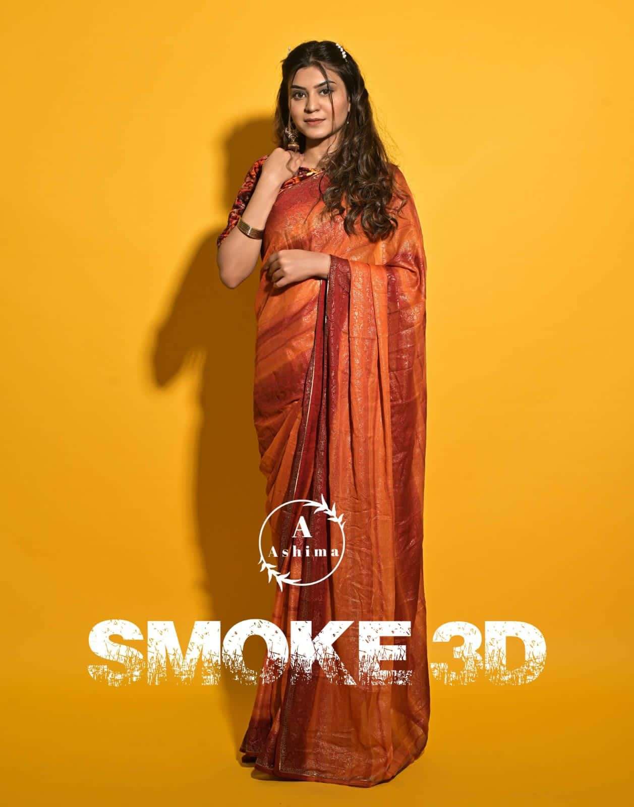 ashima smoke 3d series 4301-4308 dull moss saree
