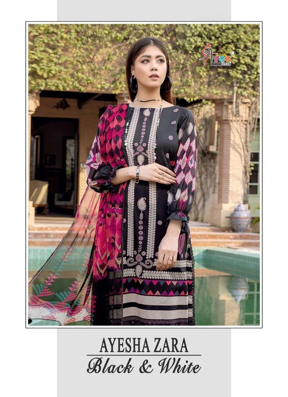 ayesha zara black & white series 2280-2284 pure cotton suit 
