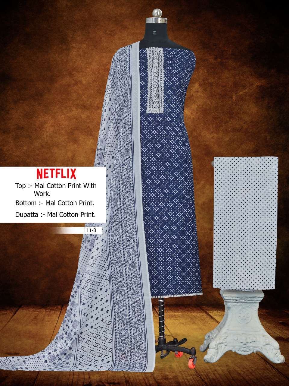 bipson netflix 111 mal cotton print suit