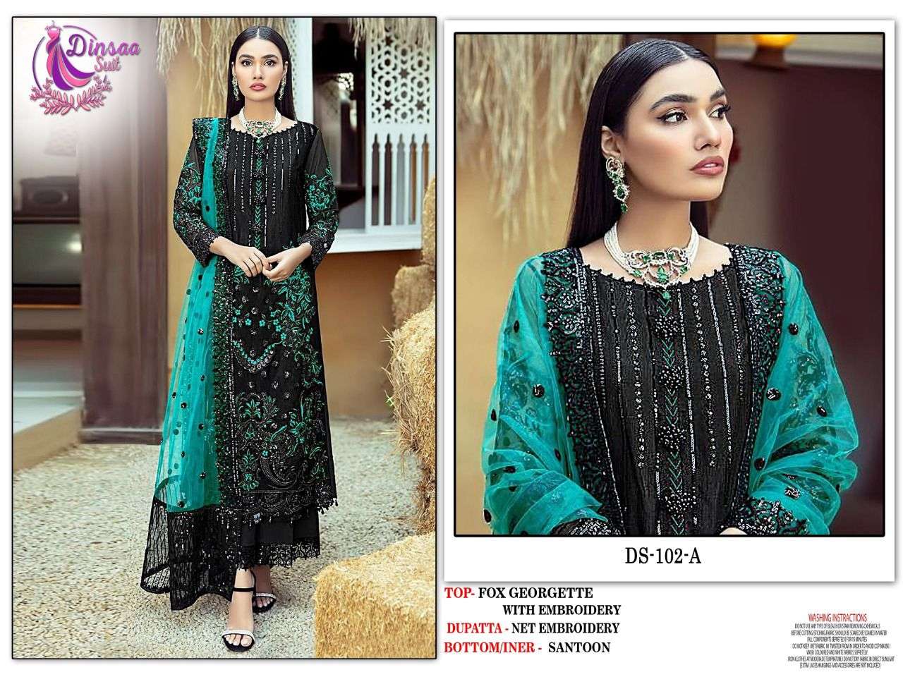 DINSAA SUIT 102 DESIGNER FAUX GEORGETTE SUIT 