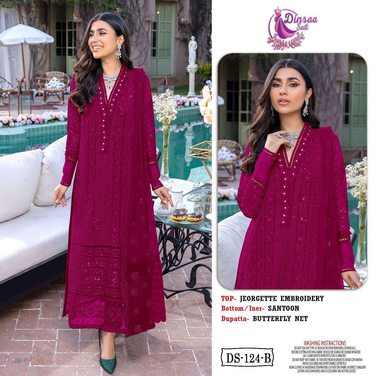 dinsaa suit d 124 pakistani concept of georgette dresses