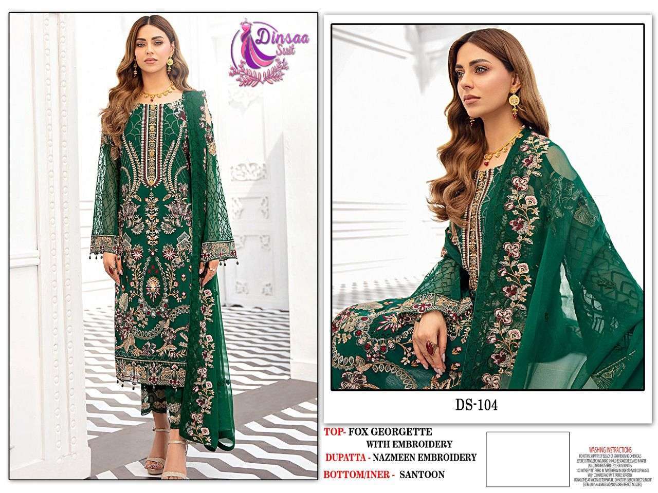 dinsaa suit ds 104 heavy faux georgette suit 