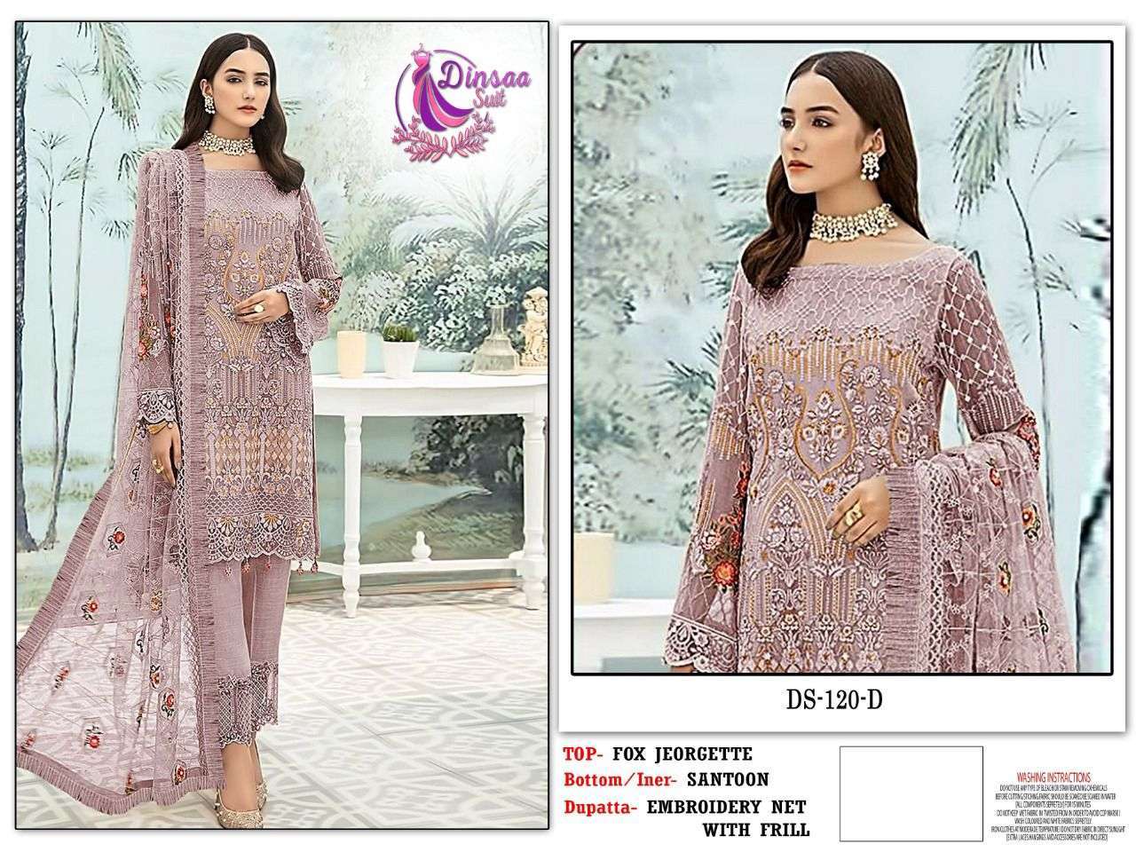 dinsaa suit DS-120 faux georgette embroidery suit 