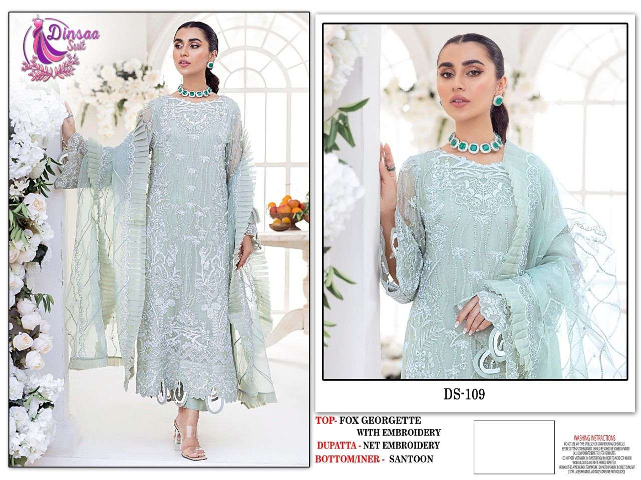 DINSAA SUIT NUREH VOL-1 DESIGNER HEAVY FAUX GEORGETTE SUIT 