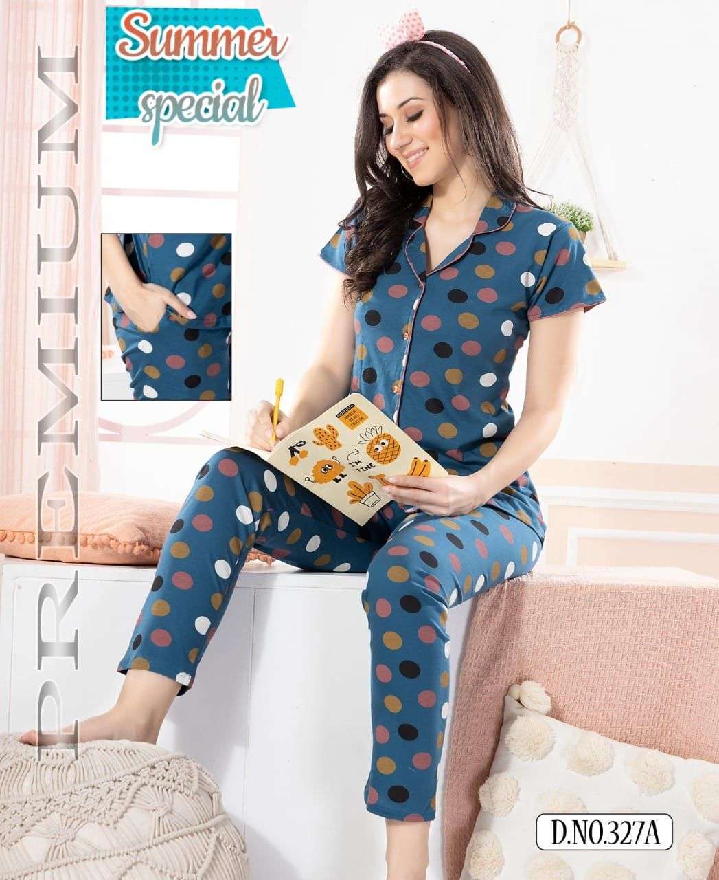 fashion talk collor ns vol 327 shinker hosiery cotton night suit