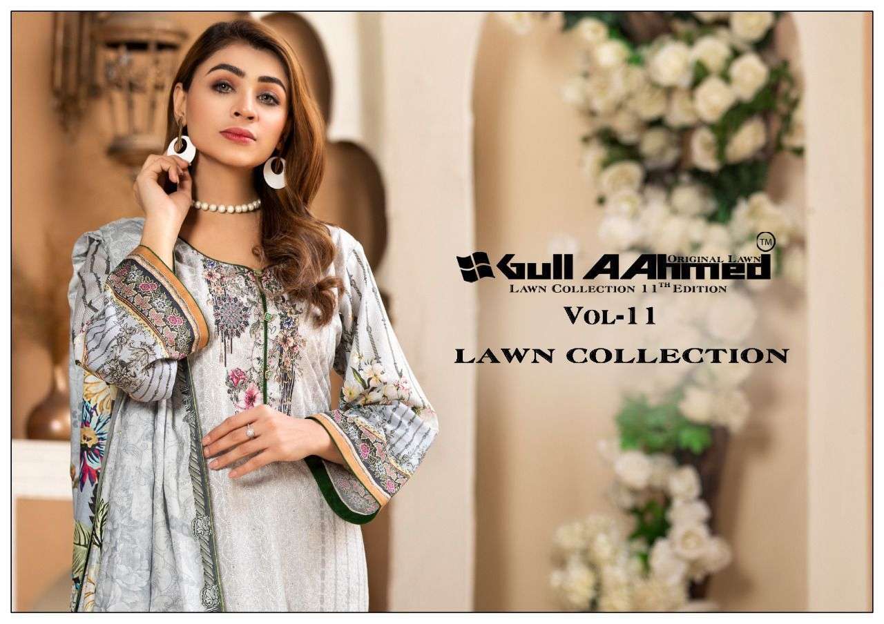 gulahmed vol 11 pure lawn salwar kameez with mal mal duppata