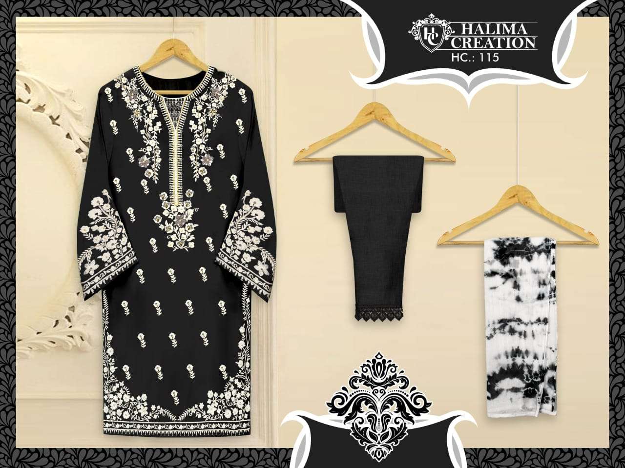 HALIMA CREATION HC-115 DESIGNER FAUX GEORGETTE SUIT 