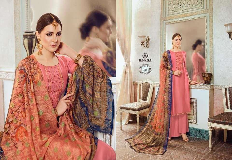 HANSA HUSNA ARA DESIGNER SATIN GEORGETTE SUIT 