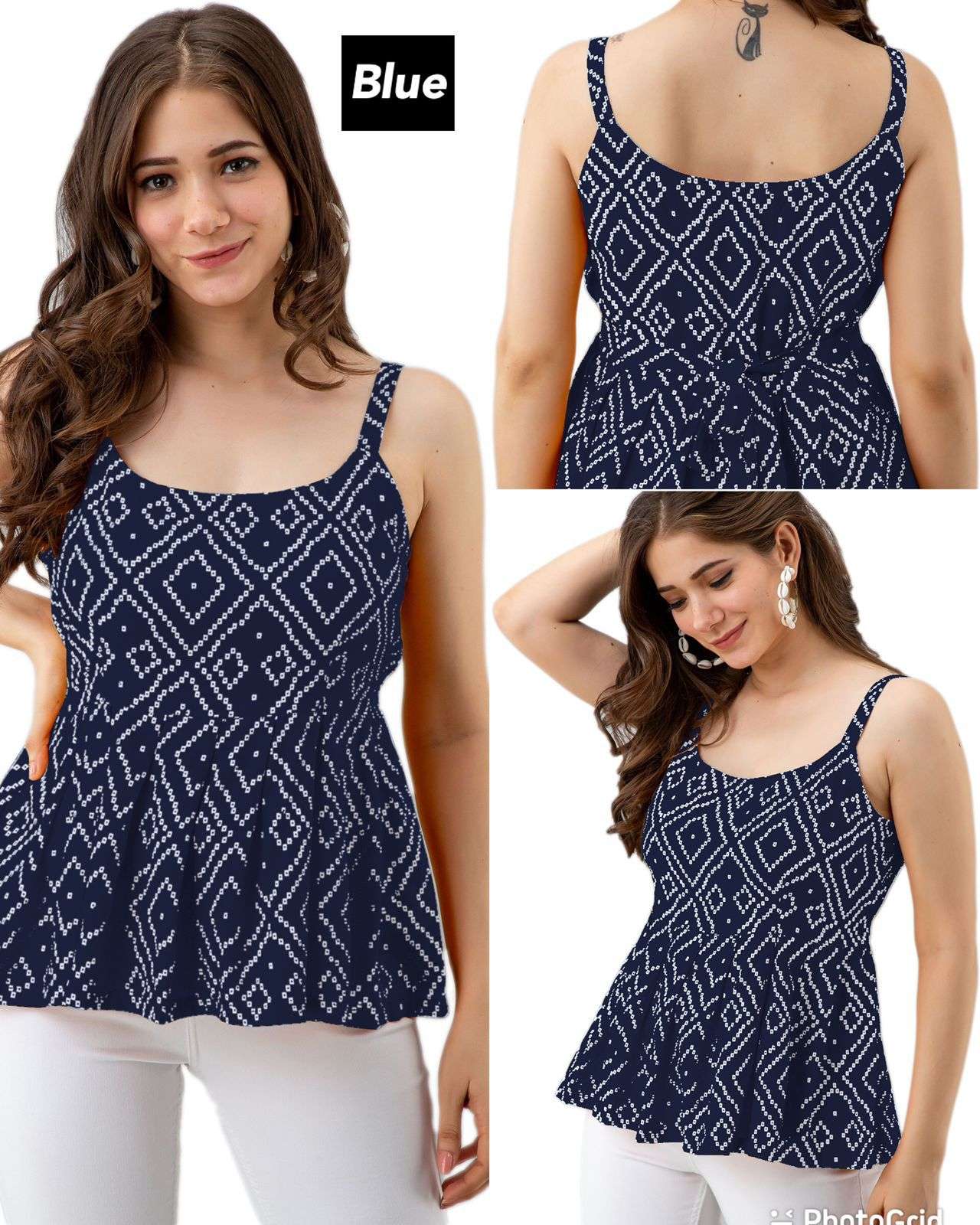 HEENA DESIGNER RAYON PRINT BANDHANI TOP 