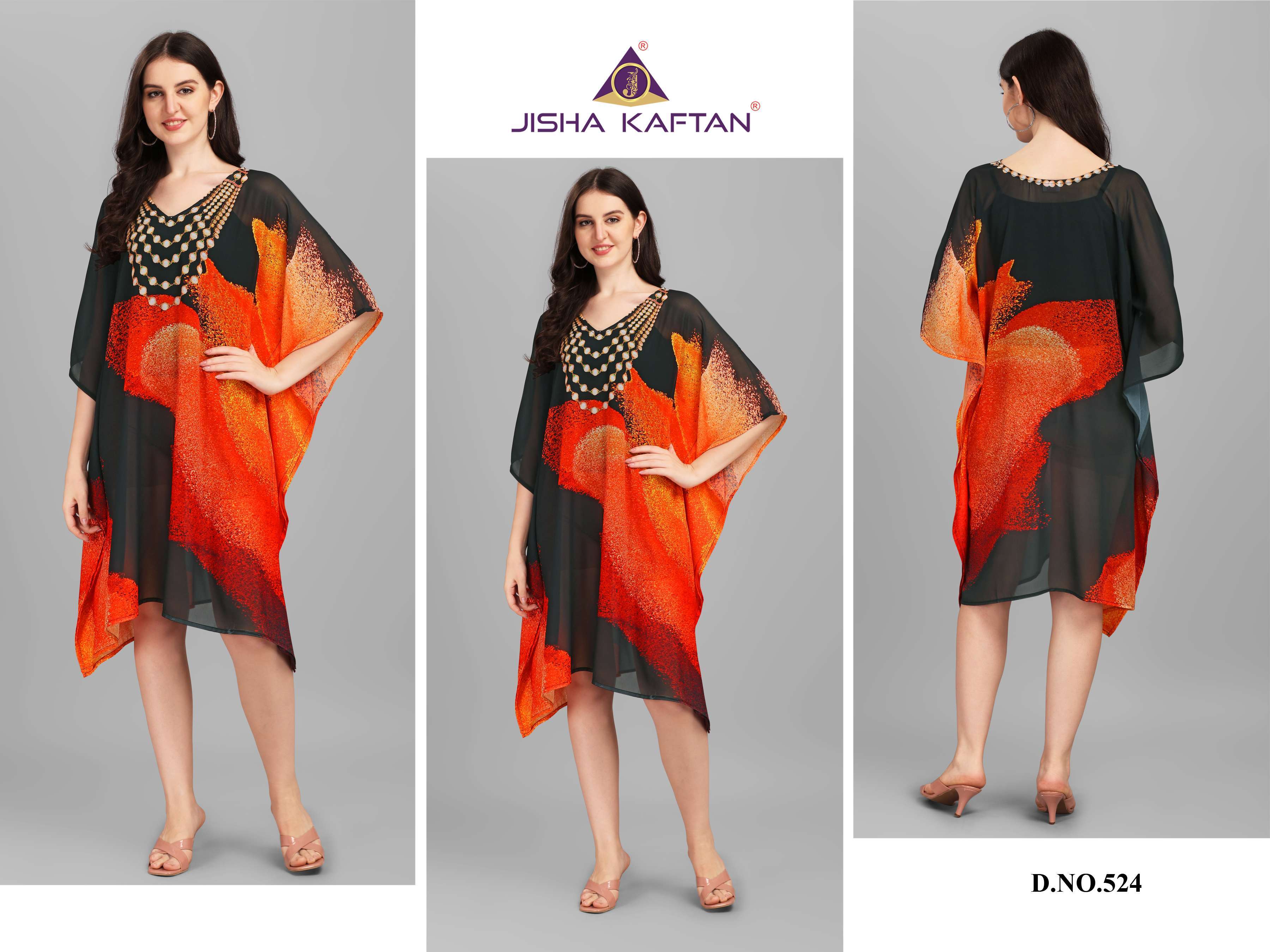 Jelite Beachwear kaftan Vol 4 series 524-531 weightless georgette kurti