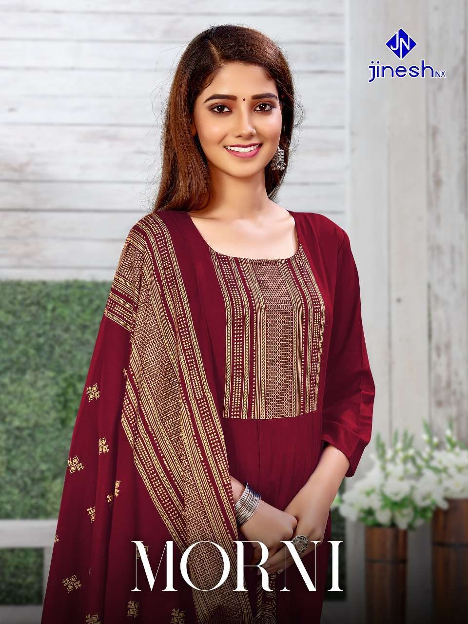 jinesh nx morni series 1001-1008 rayon readymade suit 