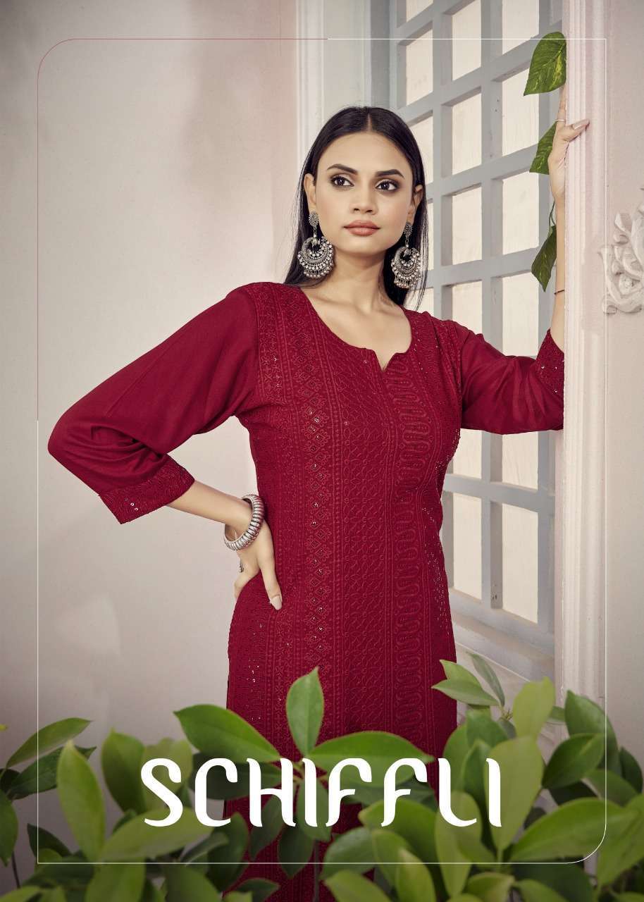 k4u schiffli series 1001-1004 Heavy 14kg Rayon kurti
