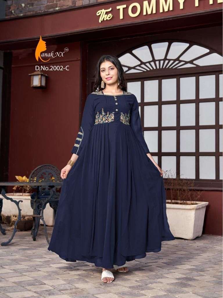 kanak nx saysa colour series 2002 semi georgette kurti