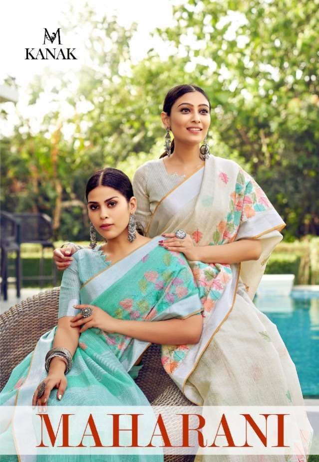 kanak sarees maharani series 1001-1008 linen cotton saree