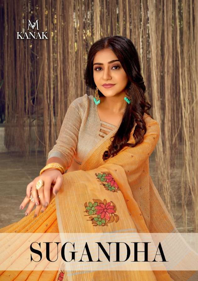 kanak sarees sugandha series 1001-1008 linen cotton saree