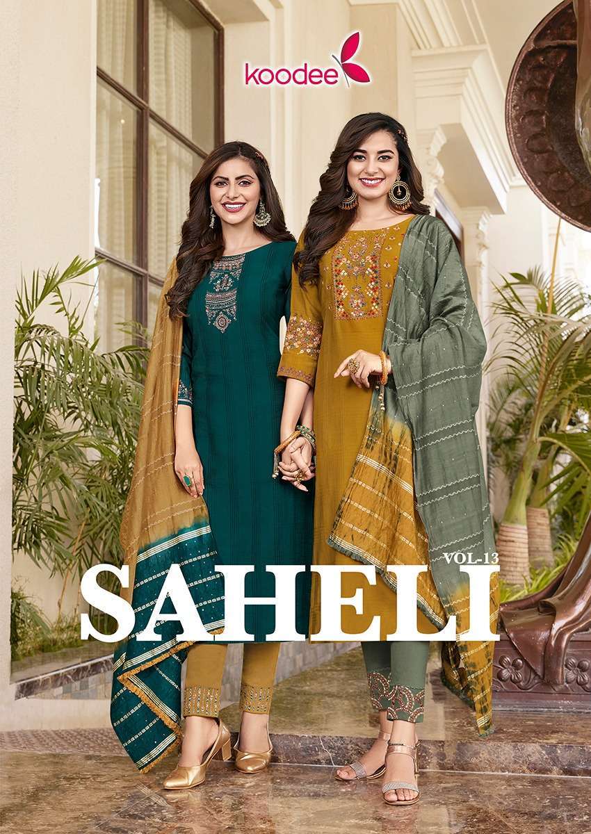 koodee saheli vol 13 series 1001-1006 viscose readymade suit