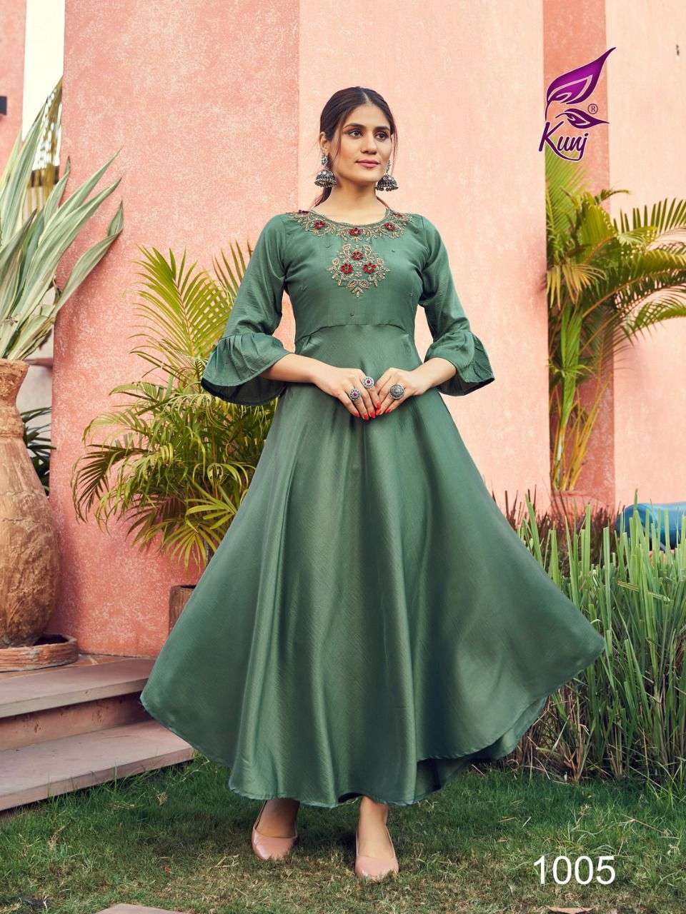 kunj hand masakali vol 1 series 1001-1008 chinon silk gown