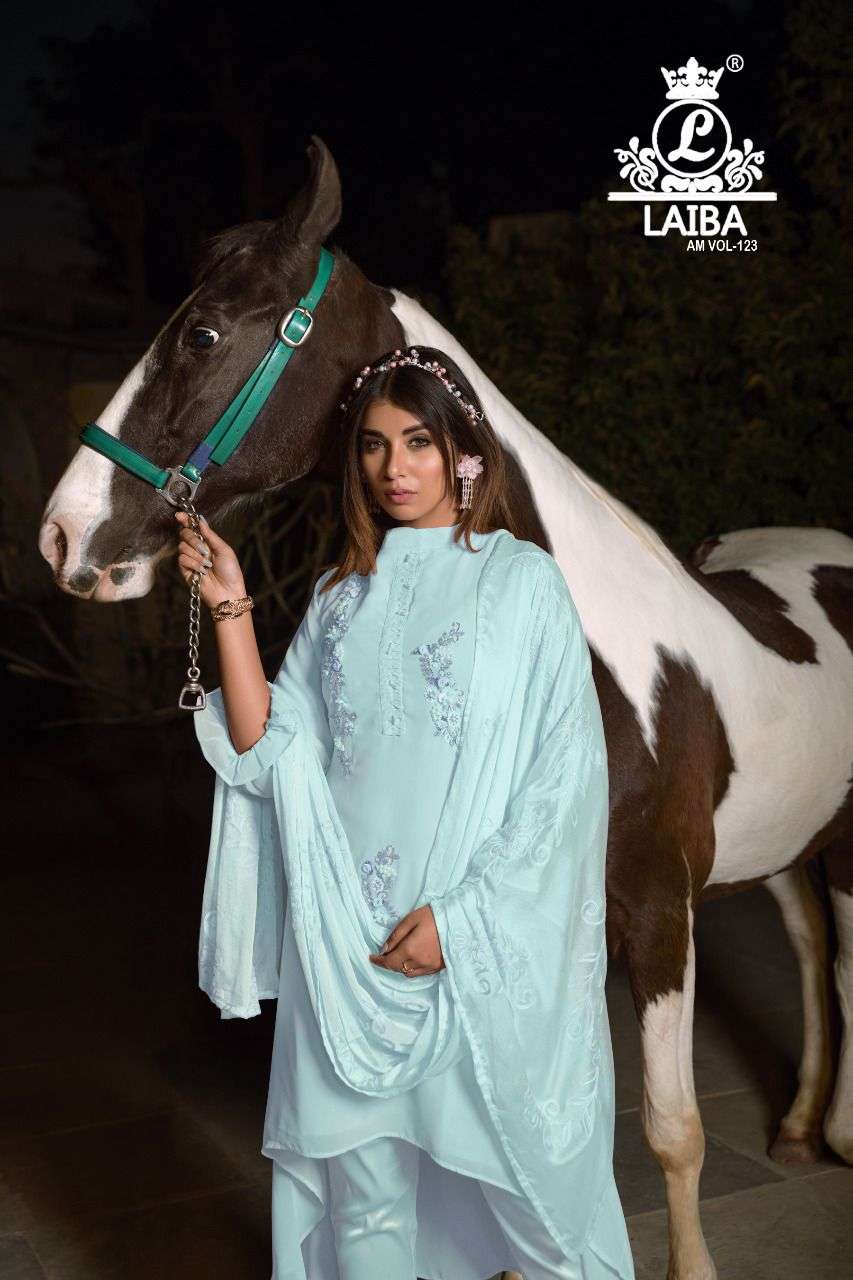 LAIBA AM VOL-123 DESIGNER PURE GEORGETTE SUIT 