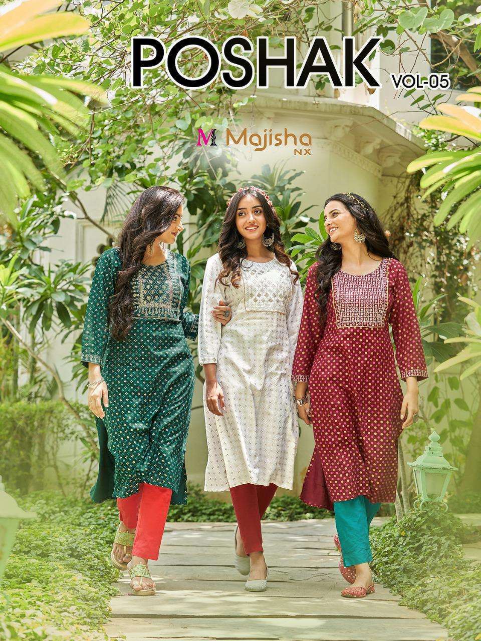 majisha nx poshak vol 5 series 5001-5010 14 kg rayon kurti