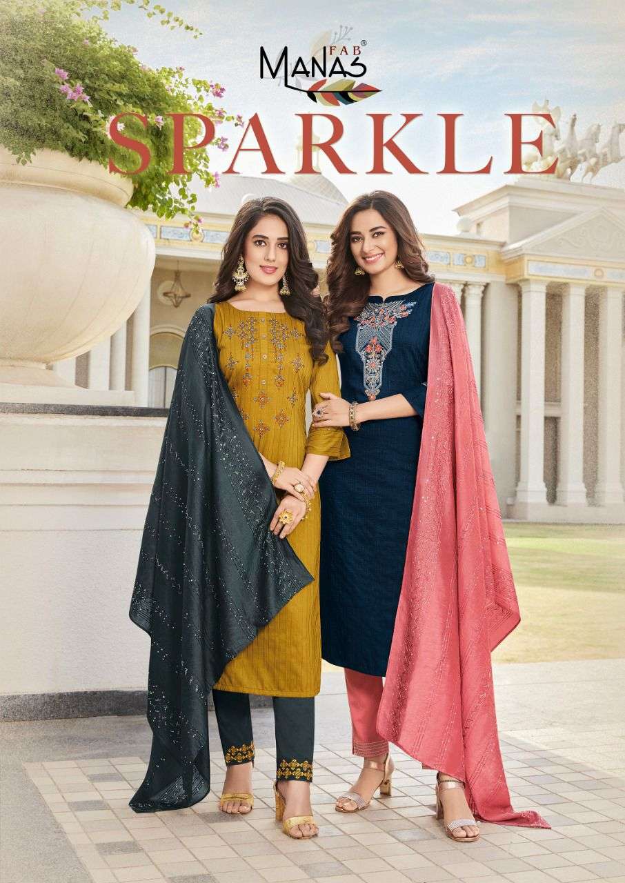 MANAS FAB SPARKLE DESIGNER CHINON READYMADE SUIT 