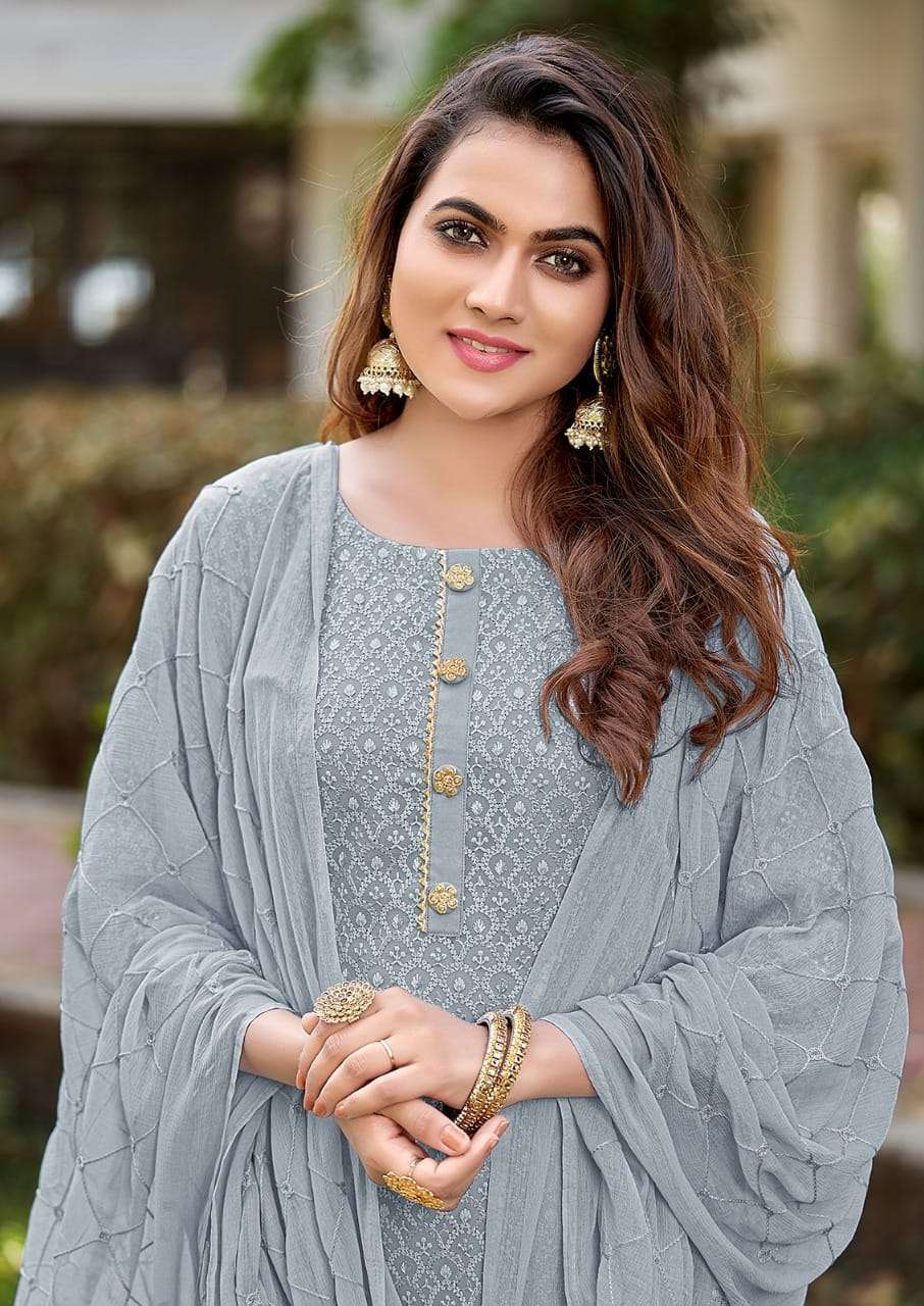 manas schiffli vol 8 series 7043-7048 georgette readymade suit
