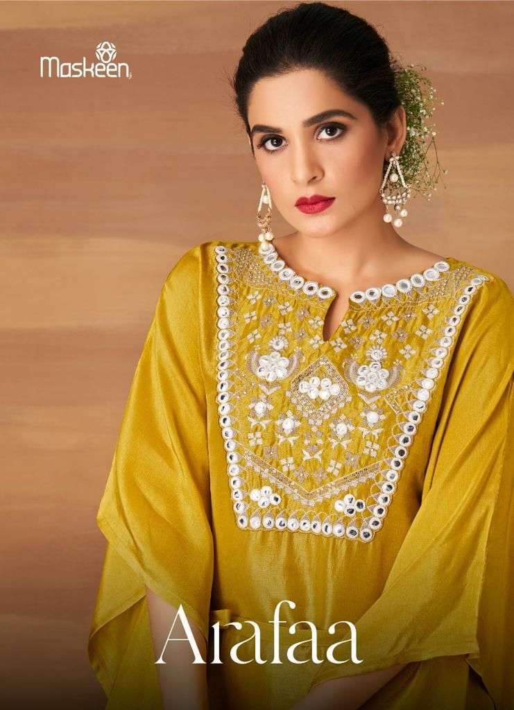 maskeenji arafaa series 3181-3186 pure dola silk kurti