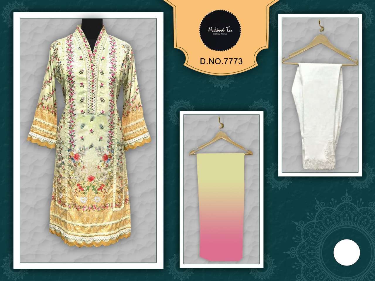 Mehboob tex rouch vol 1 7773 heavy muslin suit 