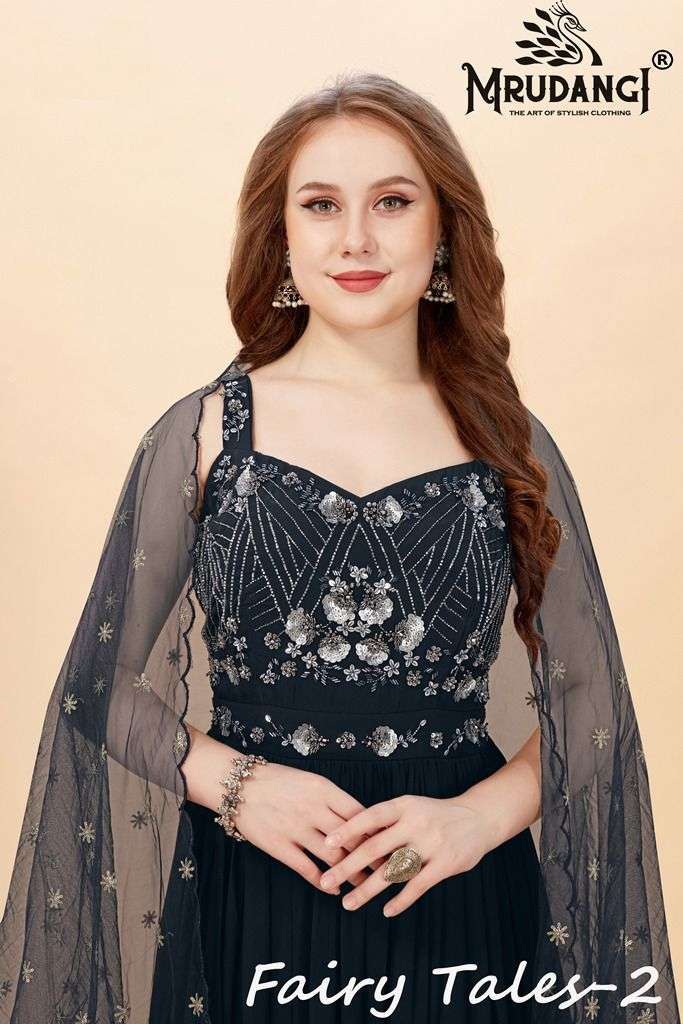 mrudangi fairy tales vol 2 series 3008 georgette gown with dupatta 