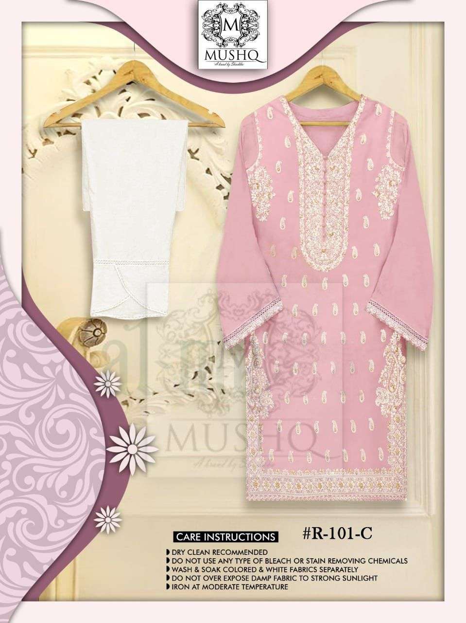 mushq R-101 colours heavy faux georgette pakistani kurti