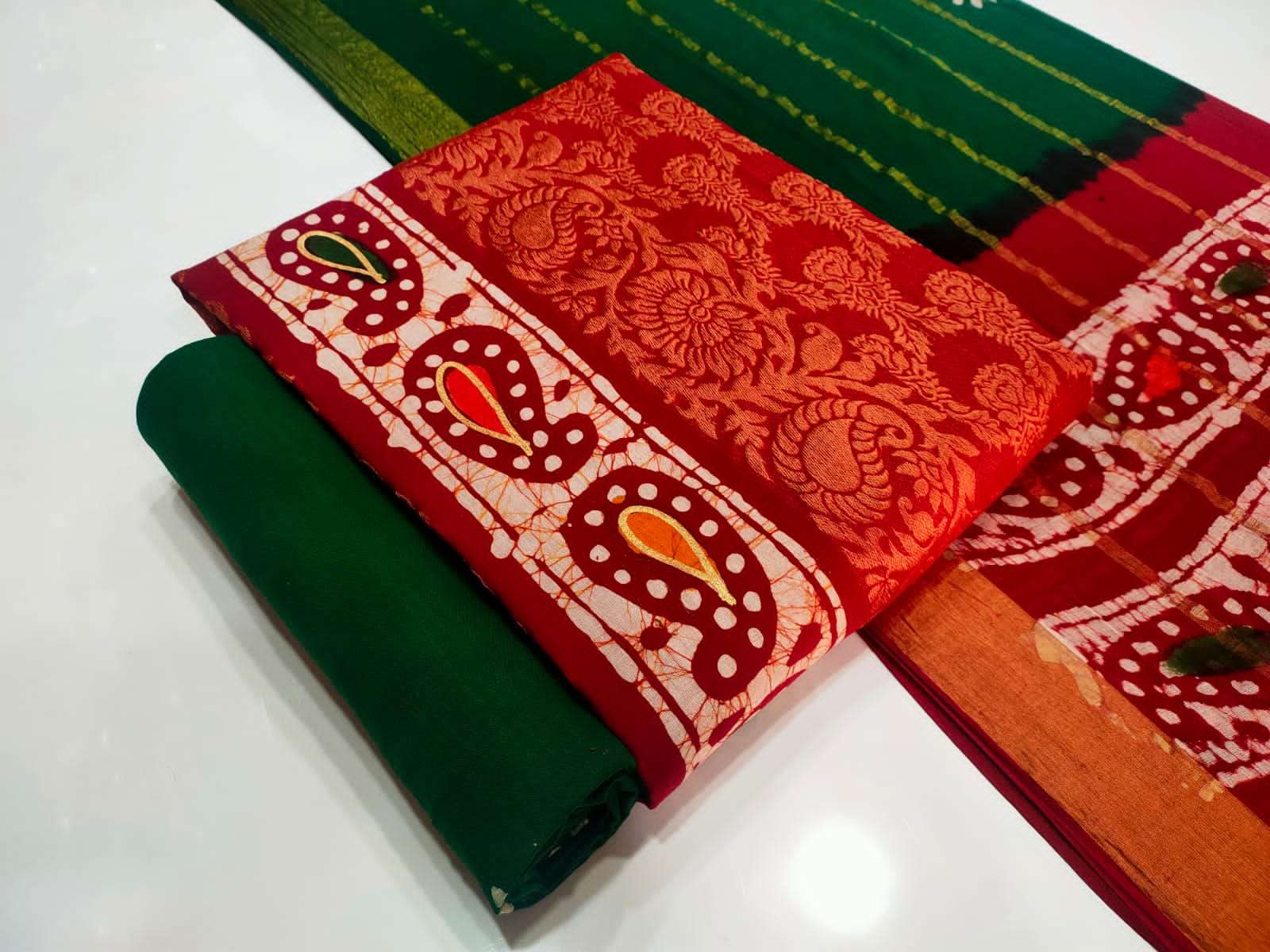 Nemi Jacquard With Wax Batik cotton unstitched suit 