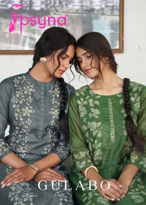 psyna gulabo series 1001-1006 chanderi silk kurti 