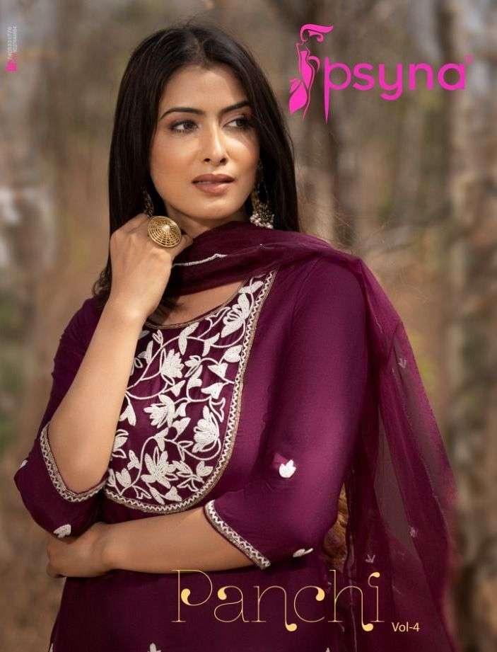 psyna panchi vol 4 series 4001-4006 muslin readymade suit 