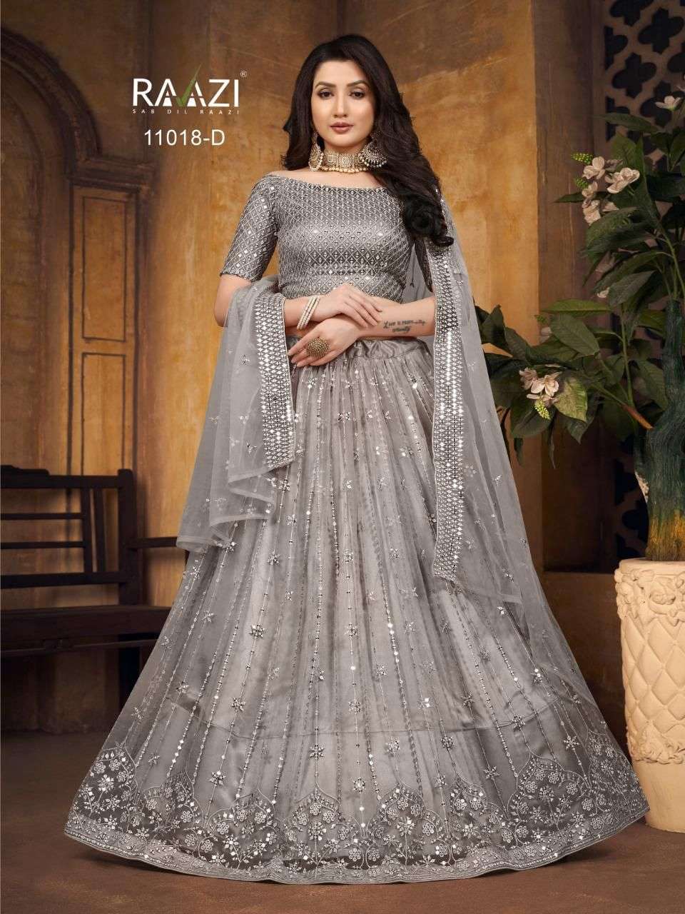 RAMA FASHIONS RAAZI MIRROR MAGIC DESIGNER BUTTERFLY NET LEHENGA