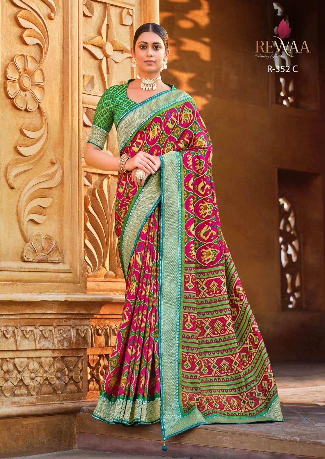 REWAA SAMANTHA DESIGNER SOFT PATOLA BRASSO SAREE