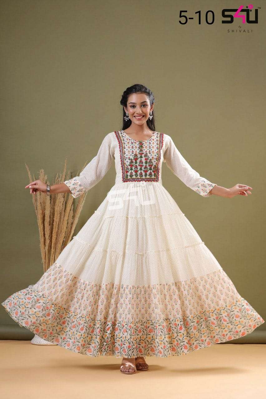 s4u pr 10 long flair style kali kurti unique design combo set