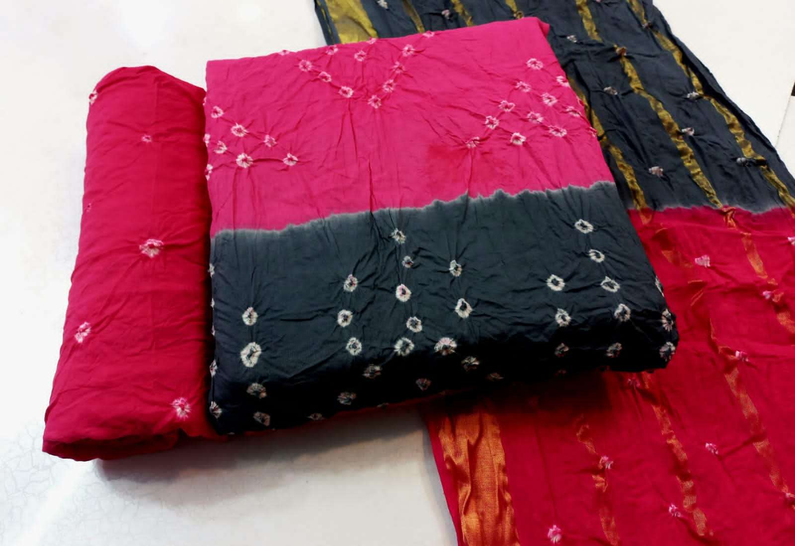 SC Satin Bandhej satin cotton suit