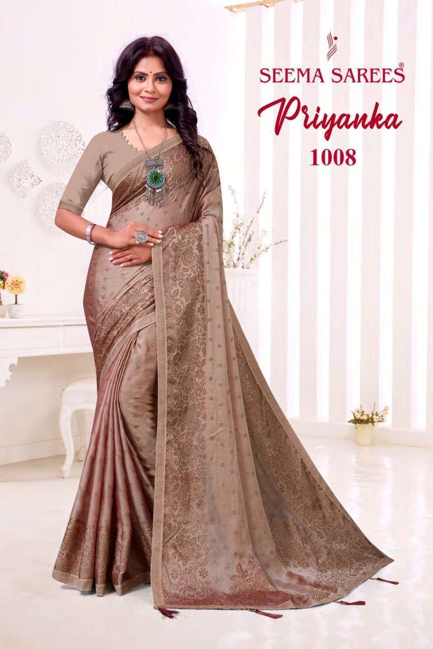 seema priyanka series 1001-1008 moss chiffon saree