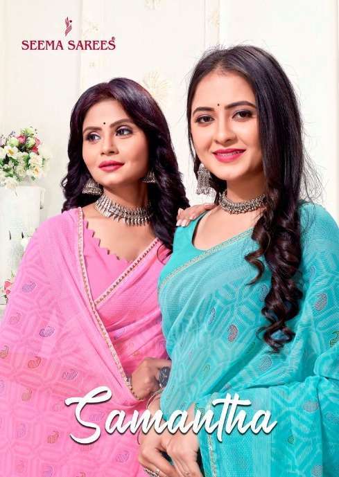 seema samantha series 1001-1008 simmer chiffon saree
