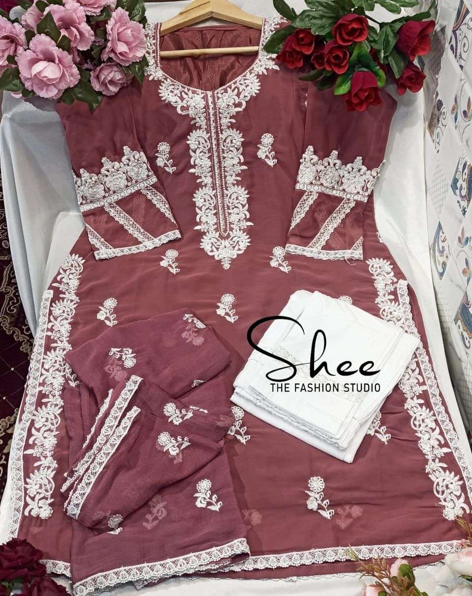 SHEE 102 nx DESIGNER FAUX GEORGETTE SUIT 