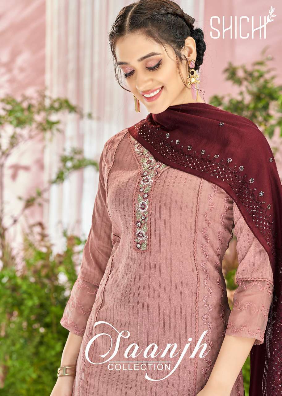 shichi saanjh series 67-72 nylon chinon readymade suit 