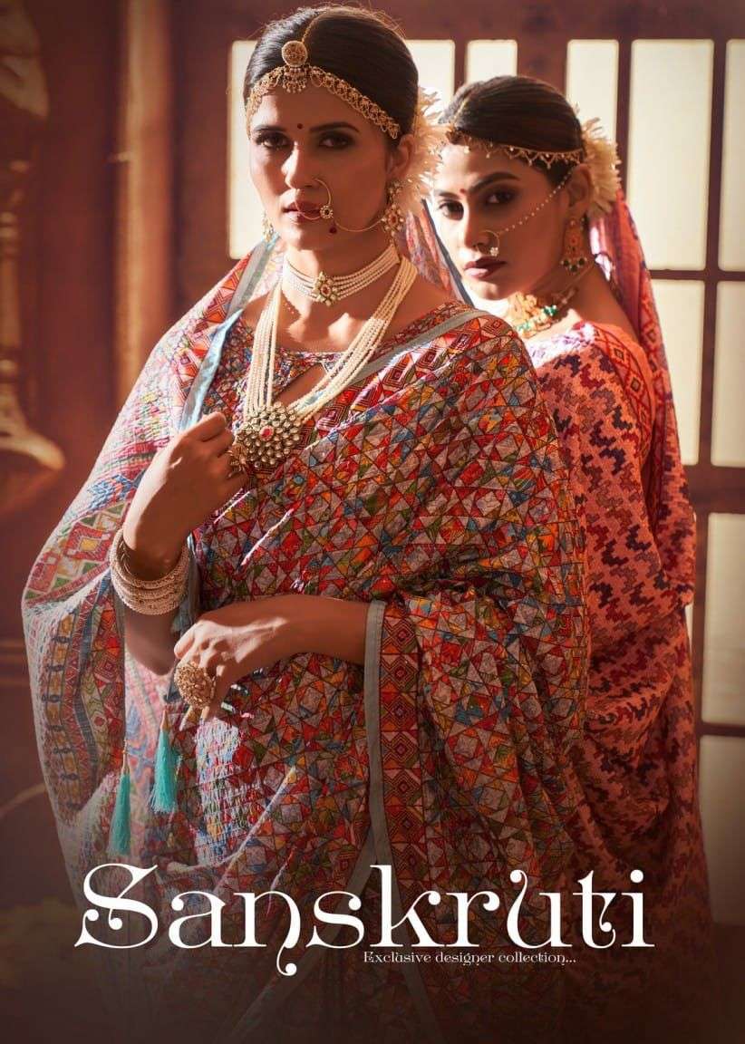 shubh shree creation sanskruti series 1001-1008 velvet tussar silk saree