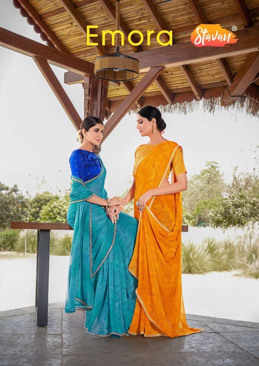 Stavan emora series 101-110 pure georgette saree