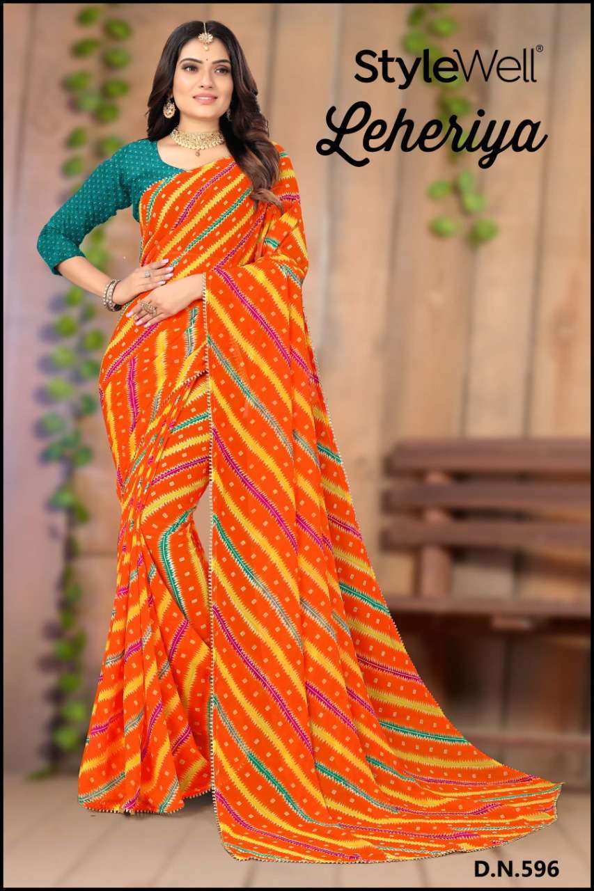 stylewell leheriya series 591-598 georgette printed saree